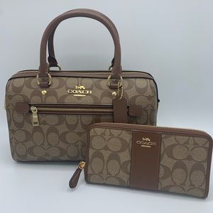Coach Rowan Satchel w/ Wallet In Signature Canvas